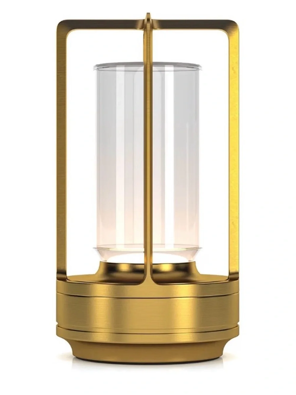 Rechargeable Brushed Gold Glass Lantern Accent Lamp - Home Accents